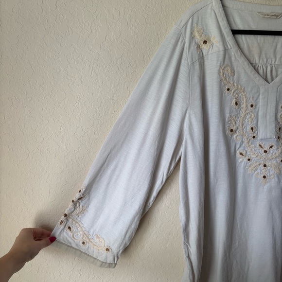 Soft Surroundings | Women's Boho Embroidered Sea Pines Tunic Top Size 2X - Picture 6 of 10